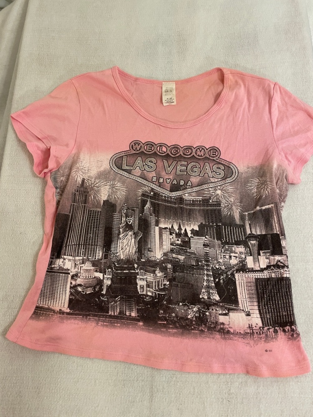 Pink Las Vegas Graphic Scoop Neck Short Sleeve Tee